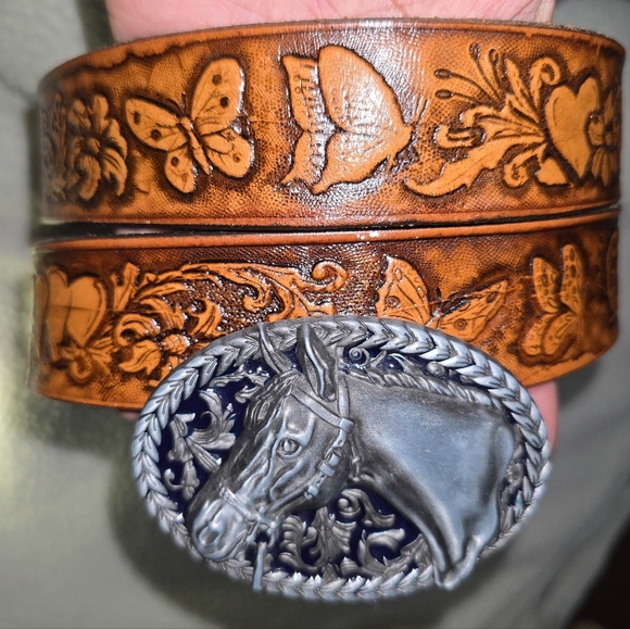 genuine Leather belt Accessories - Leather Cowboy/Cowgirl Western Belt Size 42 has name "Dawn" On Back